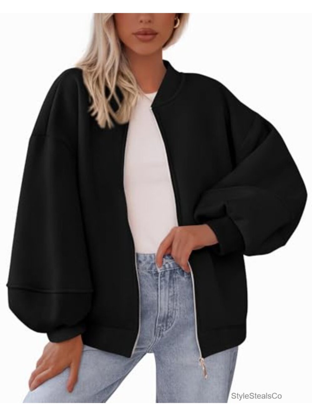 Oversized Zip Up Bomber Sweatshirt for Women Fall Winter